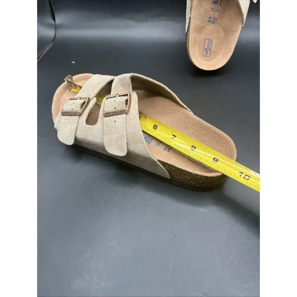 Birkenstock 2 straps adjustable sandals Flip Flops Sz 37 Ivory Beige NWOB US 9
